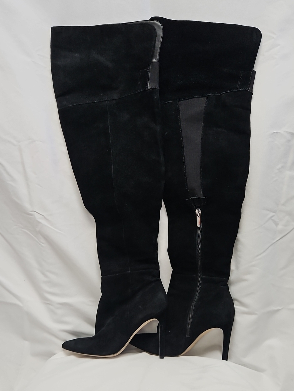 Sam Edelman Black Suede Over Knee Boots 5 Pointed Toe Stiletto Thigh High